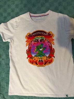 Grateful Dead x Plastered Graphic Tee Shirt White Multicolor Bear Print Size L